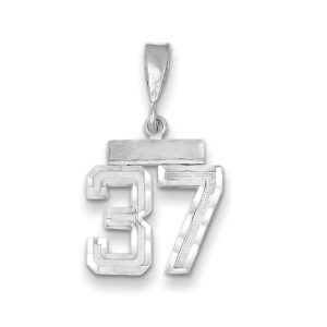 14k White Gold, Varsity Collection, Small D/C Pendant, Number 37