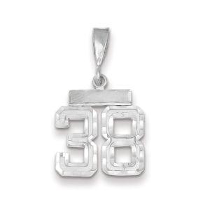 14k White Gold, Varsity Collection, Small D/C Pendant, Number 38