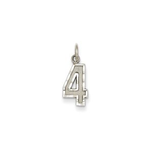 14k White Gold, Varsity Collection, Small D/C Pendant, Number 4