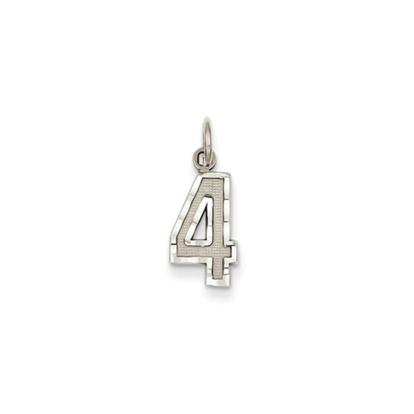 14k White Gold, Varsity Collection, Small D/C Pendant, Number 4