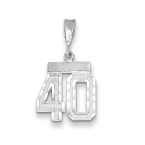 14k White Gold, Varsity Collection, Small D/C Pendant, Number 40