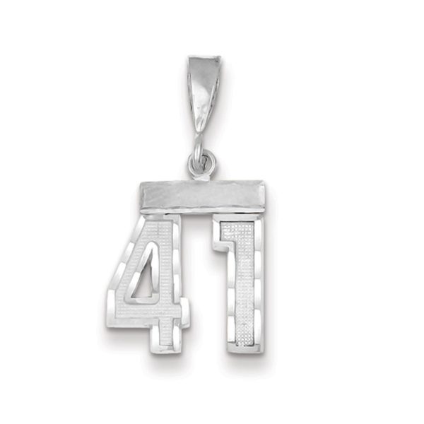 14k White Gold, Varsity Collection, Small D/C Pendant, Number 41