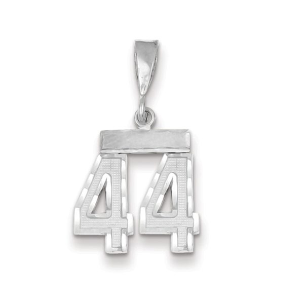 14k White Gold, Varsity Collection, Small D/C Pendant, Number 44