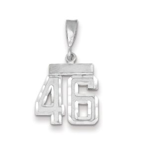 14k White Gold, Varsity Collection, Small D/C Pendant, Number 46