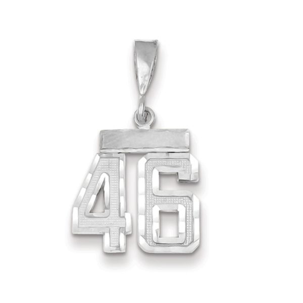 14k White Gold, Varsity Collection, Small D/C Pendant, Number 46