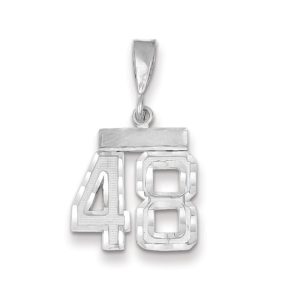 14k White Gold, Varsity Collection, Small D/C Pendant, Number 48