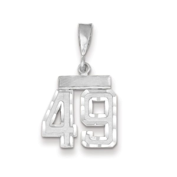 14k White Gold, Varsity Collection, Small D/C Pendant, Number 49