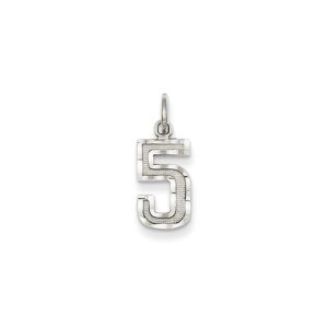 14k White Gold, Varsity Collection, Small D/C Pendant, Number 5