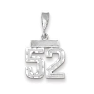 14k White Gold, Varsity Collection, Small D/C Pendant, Number 52