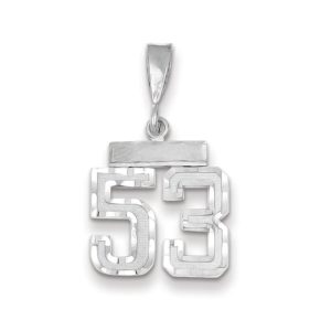 14k White Gold, Varsity Collection, Small D/C Pendant, Number 53