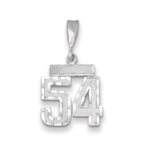 14k White Gold, Varsity Collection, Small D/C Pendant, Number 54