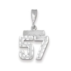 14k White Gold, Varsity Collection, Small D/C Pendant, Number 57