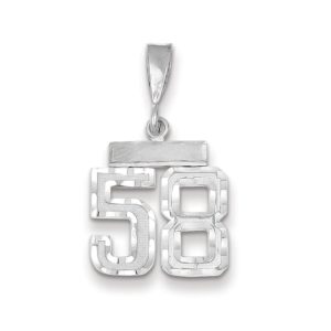 14k White Gold, Varsity Collection, Small D/C Pendant, Number 58