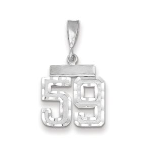 14k White Gold, Varsity Collection, Small D/C Pendant, Number 59