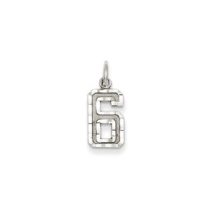 14k White Gold, Varsity Collection, Small D/C Pendant, Number 6