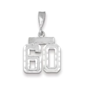 14k White Gold, Varsity Collection, Small D/C Pendant, Number 60