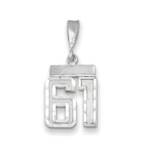 14k White Gold, Varsity Collection, Small D/C Pendant, Number 61