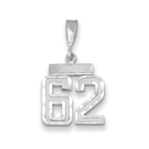 14k White Gold, Varsity Collection, Small D/C Pendant, Number 62