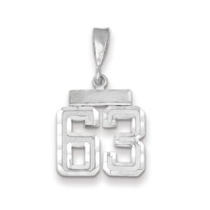 14k White Gold, Varsity Collection, Small D/C Pendant, Number 63