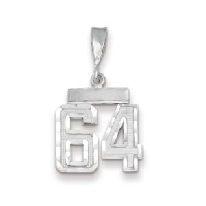 14k White Gold, Varsity Collection, Small D/C Pendant, Number 64