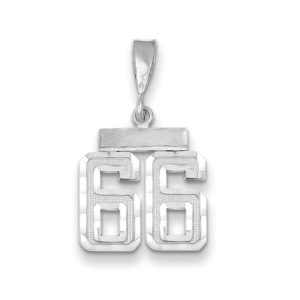 14k White Gold, Varsity Collection, Small D/C Pendant, Number 66