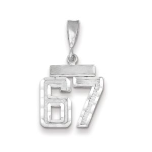 14k White Gold, Varsity Collection, Small D/C Pendant, Number 67