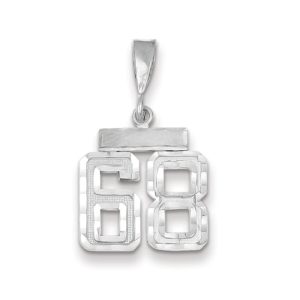 14k White Gold, Varsity Collection, Small D/C Pendant, Number 68