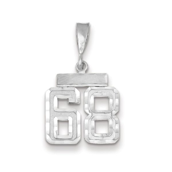 14k White Gold, Varsity Collection, Small D/C Pendant, Number 68