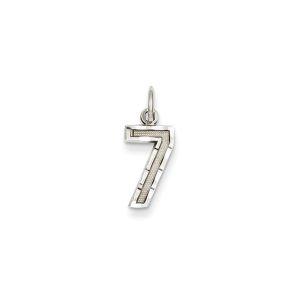 14k White Gold, Varsity Collection, Small D/C Pendant, Number 7