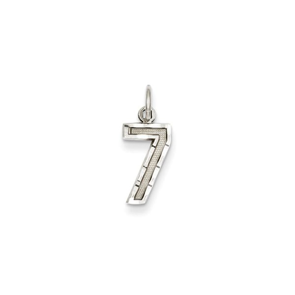 14k White Gold, Varsity Collection, Small D/C Pendant, Number 7