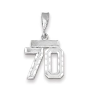 14k White Gold, Varsity Collection, Small D/C Pendant, Number 70