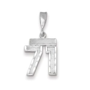 14k White Gold, Varsity Collection, Small D/C Pendant, Number 71