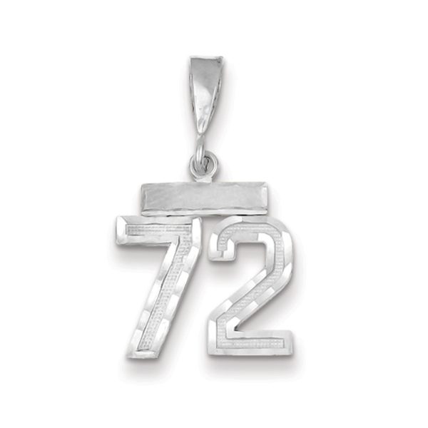 14k White Gold, Varsity Collection, Small D/C Pendant, Number 72