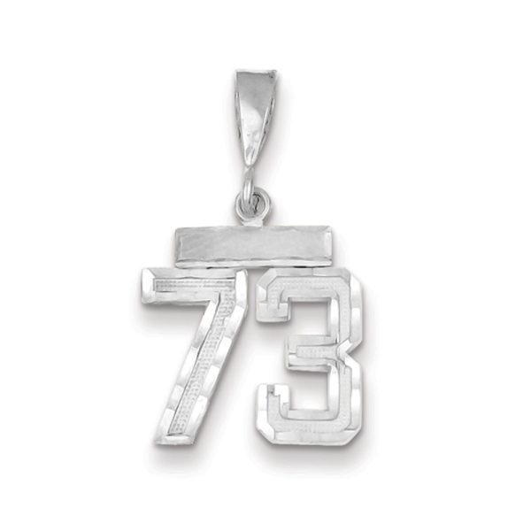 14k White Gold, Varsity Collection, Small D/C Pendant, Number 73