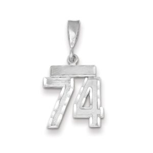 14k White Gold, Varsity Collection, Small D/C Pendant, Number 74