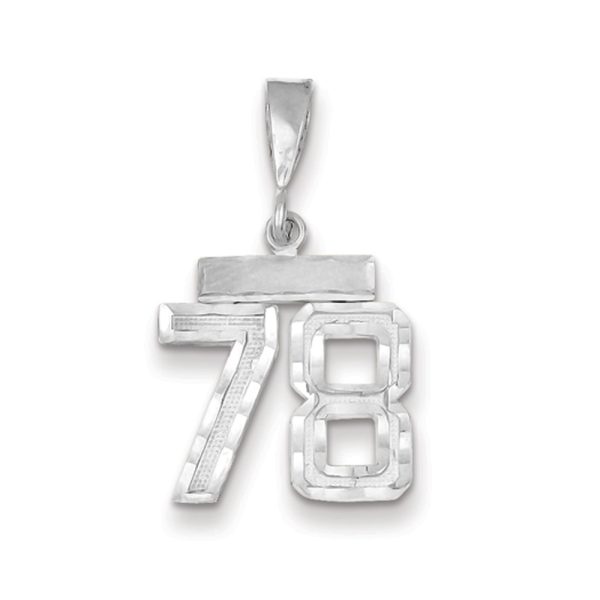 14k White Gold, Varsity Collection, Small D/C Pendant, Number 78