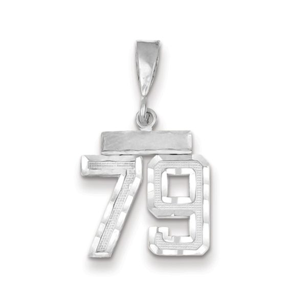 14k White Gold, Varsity Collection, Small D/C Pendant, Number 79