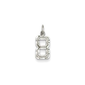 14k White Gold, Varsity Collection, Small D/C Pendant, Number 8