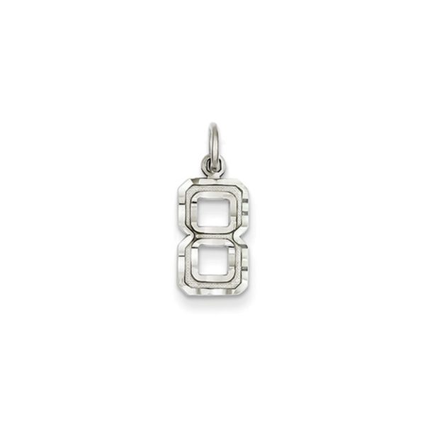 14k White Gold, Varsity Collection, Small D/C Pendant, Number 8