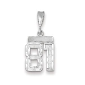 14k White Gold, Varsity Collection, Small D/C Pendant, Number 81