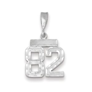 14k White Gold, Varsity Collection, Small D/C Pendant, Number 82