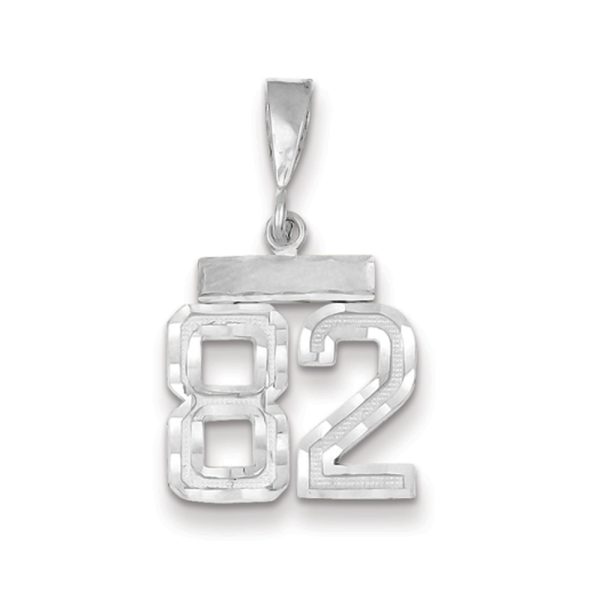 14k White Gold, Varsity Collection, Small D/C Pendant, Number 82