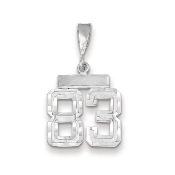 14k White Gold, Varsity Collection, Small D/C Pendant, Number 83