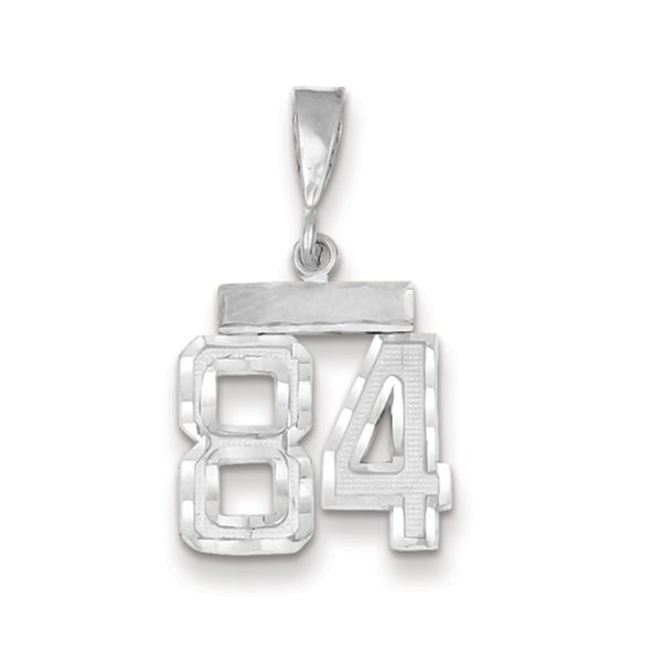 14k White Gold, Varsity Collection, Small D/C Pendant, Number 84