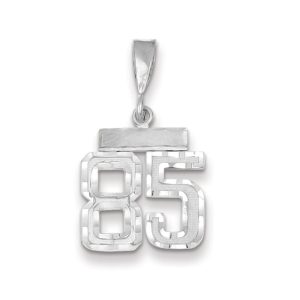 14k White Gold, Varsity Collection, Small D/C Pendant, Number 85