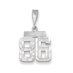 14k White Gold, Varsity Collection, Small D/C Pendant, Number 86