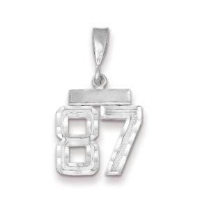 14k White Gold, Varsity Collection, Small D/C Pendant, Number 87