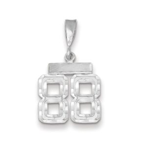 14k White Gold, Varsity Collection, Small D/C Pendant, Number 88