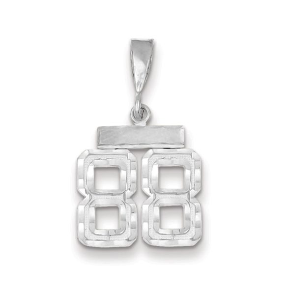 14k White Gold, Varsity Collection, Small D/C Pendant, Number 88