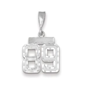 14k White Gold, Varsity Collection, Small D/C Pendant, Number 89